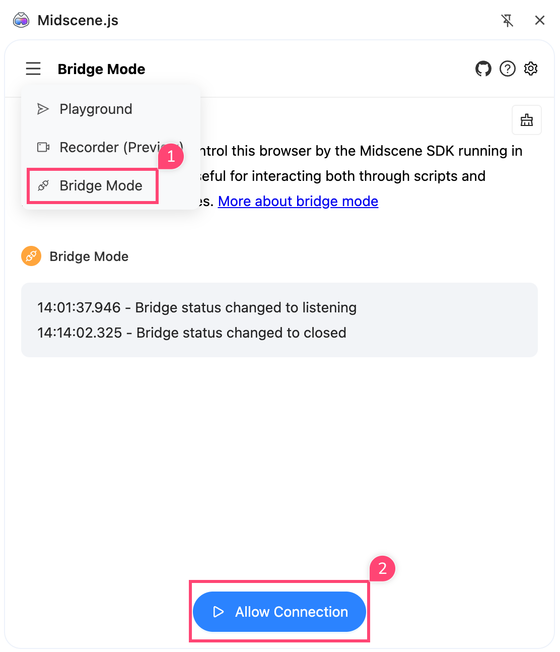 Chrome Bridge connection